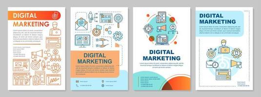 Digital marketing brochure template layout. SMM, targeting. Flyer, booklet, leaflet print design with linear illustrations. Vector page layouts for magazines, annual reports, advertising posters