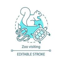 Zoo visiting concept icon. Family time together idea thin line illustration. Animal park, sanctuary, menagerie. Kids learn about animals. Vector isolated outline drawing. Editable stroke