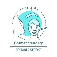 Cosmetic surgery concept icon. Person appearance improving idea thin line illustration. Aesthetic procedures. Face reshaping. Vector isolated outline drawing. Editable stroke