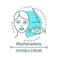 Blepharoplasty concept icon. Cosmetic surgery idea thin line illustration. Eyelid reshaping surgery. Vision improve. Sagging skin. Vector isolated outline drawing. Editable stroke