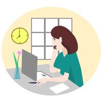 Freelancer woman working in the office vector