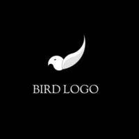 Very simple and modern bird logo, white color on black background. vector