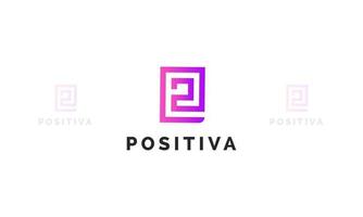 p flat minimalist business logo design vector