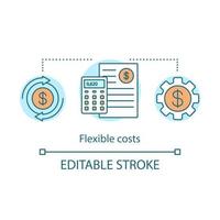 Flexible cost advantage concept icon. Calculation of expenses, turnover, returns. Accounting. Financial engineering idea thin line illustration. Vector isolated outline drawing. Editable stroke