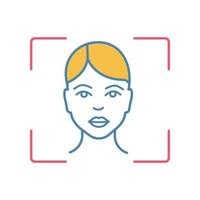 Facial recognition system color icon. Face ID scanning software. Human head. Biometric identity verification. Isolated vector illustration