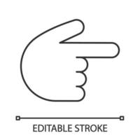 Backhand index pointing right linear icon. Thin line illustration. Turn right finger pointer. Hand gesture emoji. Contour symbol. Vector isolated outline drawing. Editable stroke