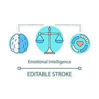 Emotional intelligence concept icon. EQ idea thin line illustration. Ability control, restrain feelings. Emotion management. Thinking process. Brain work. Vector isolated drawing. Editable stroke