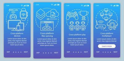 Cross platform connection onboarding mobile app page screen vector template. Cloud computing technology. Walkthrough website steps with linear illustrations. UX, UI, GUI smartphone interface concept