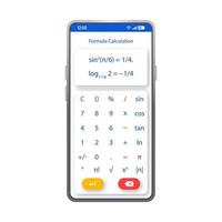 Formula calculation smartphone interface vector template. Mobile calculator app page white design layout. Mathematical equation screen. Flat UI for calculating application. Calculus phone display