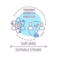 Soft skills concept icon. Teamwork idea thin line illustration. Interpersonal development, leadership, professional relationship. Human resources vector isolated outline drawing. Editable stroke