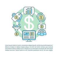 Pricing article page vector template. Seasonal sale. Brochure, magazine, booklet design element with linear icons and text boxes. Print design. Required payment. Concept illustrations with text space