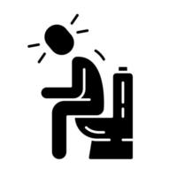 Diarrhea, constipation glyph icon. Food poisoning symptom. Digestive system problem. Upset stomach, indigestion. Allergy silhouette symbol. Negative space. Vector isolated illustration