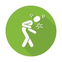 Coughing, sneezing flat design long shadow glyph icon. Allergic asthma. Flu, cold, respiratory disease, bronchitis symptom. Spring, summer pollen seasonal allergy. Vector silhouette illustration