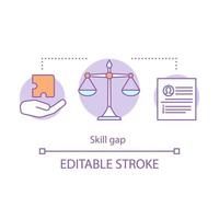 Skill gap concept icon. Cv versus experience idea thin line illustration. Choosing opportunity vector isolated drawing. Decision making employment difficulty, lack of knowledge. Editable stroke