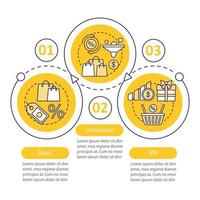 Plantilla infográfica vectorial de suscripción de bonificaciones de descuento. tarifa básica. elementos de diseño de presentación de negocios. visualización de datos, tres pasos, opción. gráfico de línea de tiempo del proceso. diseño de flujo de trabajo, icono vector