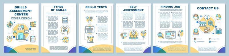 Skills assessment center brochure template layout. Flyer, booklet, leaflet print design with linear icons. Employee qualification vector page layouts for magazines, annual reports, advertising posters