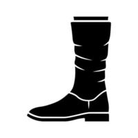 Women calf boots glyph icon. Leather shoes side view. Female flat heel footwear design for fall, spring and winter season. Silhouette symbol. Negative space. Vector isolated illustration