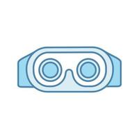VR headset inside view color icon. Virtual reality mask set. 3D VR glasses, goggles. Isolated vector illustration