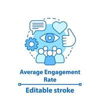 Average audience engagement rate concept icon. SMM metrics, tools. Social media measurement and analytics idea thin line illustration. Vector isolated outline drawing. Editable stroke