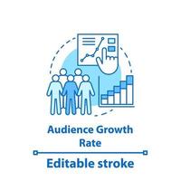 Audience growth rate concept icon. SMM metrics, tools. Customer atraction. Social media measurement and analytics idea thin line illustration. Vector isolated outline drawing. Editable stroke