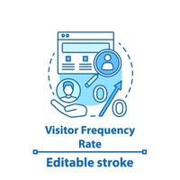 Visitor frequency rate concept icon. Social media analytics. SMM measurement, metrics. Website traffic statistics idea thin line illustration. Conversion rate. Vector outline drawing. Editable stroke