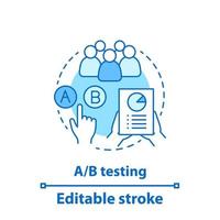 A B testing concept icon. Advertising campaign idea thin line illustration. Digital marketing metrics, tools. Vector isolated outline drawing. Editable stroke