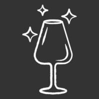 Empty wine glass chalk icon. Crystal glassware shapes, types. Clear glass for dessert and red wine. Alcohol drinking preferences. Table serving service. Isolated vector chalkboard illustration