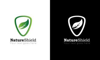 diseño de plantilla de logotipo de vector de tecnología de negocio verde de escudo de naturaleza