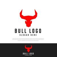 ilustración vectorial del diseño del logotipo de la cabeza de toro rojo, símbolo de toro vector