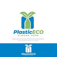 logotipos, símbolos, iconos, plantillas de botellas de plástico ecológicas vector