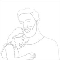 Father and son Character outline illustration on white background. vector