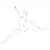 ilustración de contorno de personaje de pose de baile sobre fondo blanco. vector