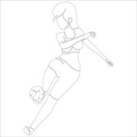 Football character outline illustration on white background. vector