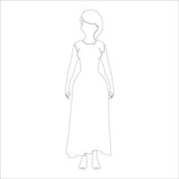 Girl standing character illustration on white background. vector