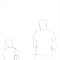 Father and son Character outline illustration on white background. vector