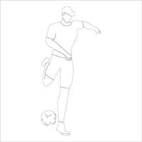 Football character outline illustration on white background. vector