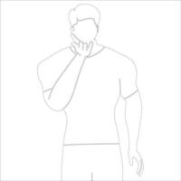 Blowing kiss character outline illustration on white background. vector