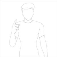 aggressive pointing character outline illustration on white background. vector