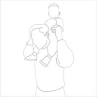 Father and son Character outline illustration on white background. vector