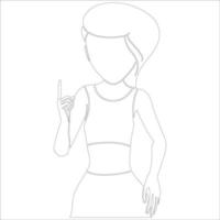 aggressive pointing character outline illustration on white background. vector