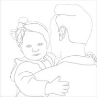 Father and son Character outline illustration on white background. vector