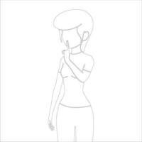 Silence pose character outline illustration on white background. vector