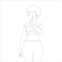 Silence pose character outline illustration on white background. vector