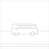 Mini bus travel only outline illustration on white background. vector