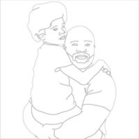 Father and son Character outline illustration on white background. vector