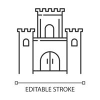 Solomon temple Bible story linear icon. Jerusalem king castle. Worship building. Biblical narrative. Thin line illustration. Contour symbol. Vector isolated outline drawing. Editable stroke