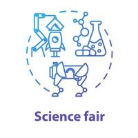 Science fair concept icon. Technology development. Chemistry school project. Robotics building. University and college competition idea thin line illustration. Vector isolated outline drawing