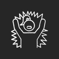 Emotional outburst chalk icon. Outrage and tantrum. Aggressive person. Angry woman. Shouting, yelling. Irritated girl. Intense emotion. Distress, temper issue. Isolated vector chalkboard illustration