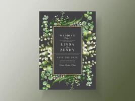 Wedding invitation card greenery eucalyptus vector