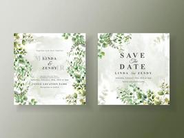 Wedding invitation card greenery eucalyptus vector
